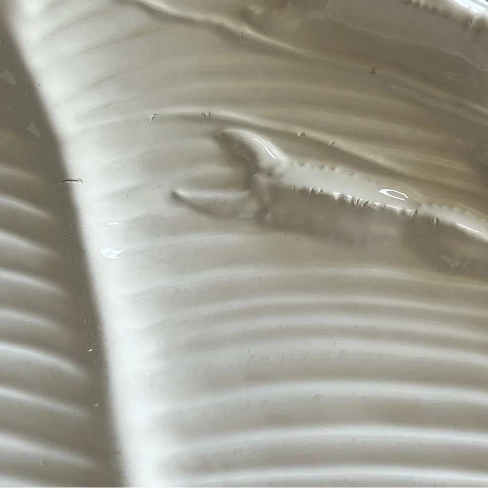 Vintage White Ceramic Conch Shell Seafood 18” x 13” Large Serving Platter